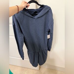Free People Small Blue Long Sleeve Fleece Shorts Romper. 💙⚡️